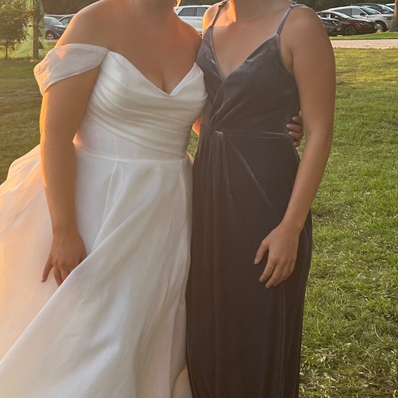 Revelry Blue Grey Velvet Gown (Size 6) - Picture 3 of 4